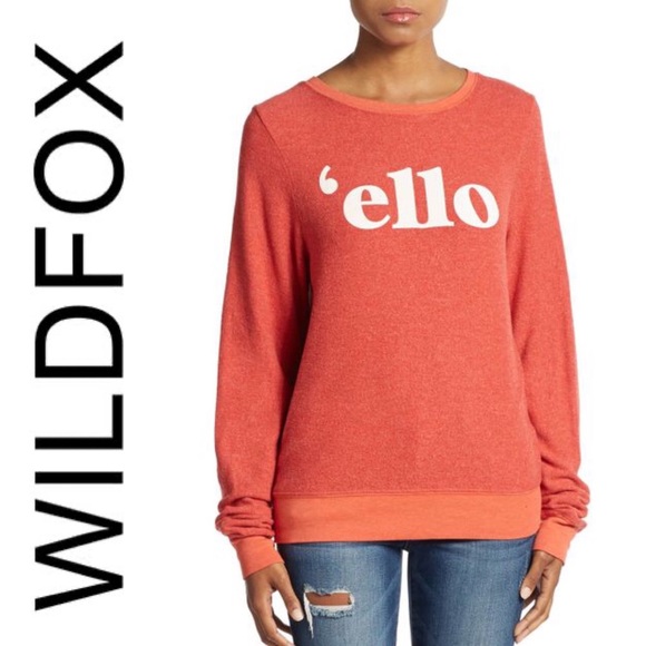 Wildfox Tops - Wildfox ‘ello Red Orange Sweater Sweatshirt Top M